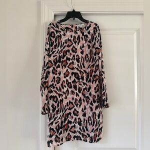 Bar III Pink and Black Leopard Print Shift Dress